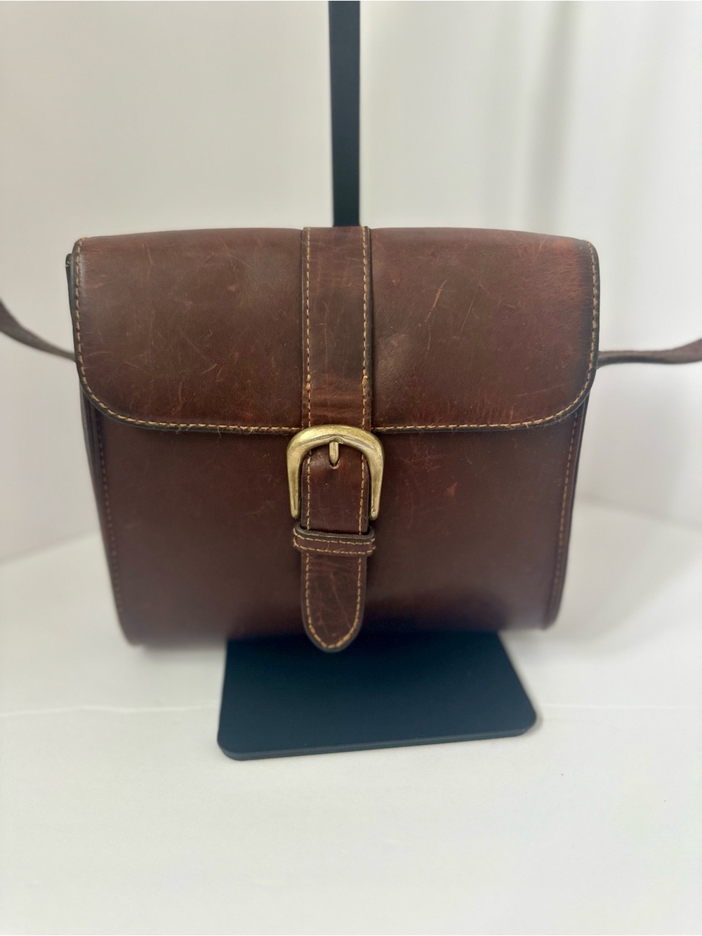 Vintage GH Bass Leather Crossbody Bag Brown  Distressed. Western/Cottagecore